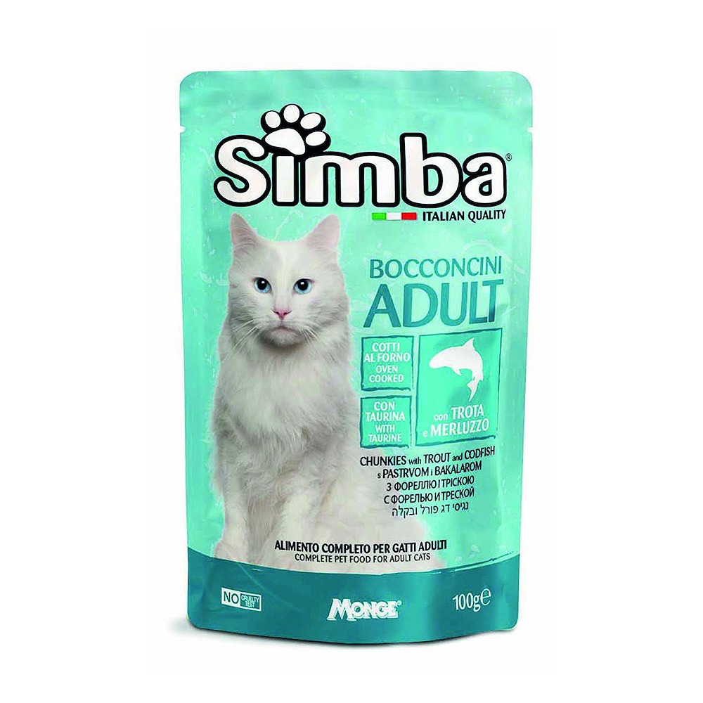 SIMBA Cat Food Chunkies Trout and Cod Fish 100g Pack of 3
