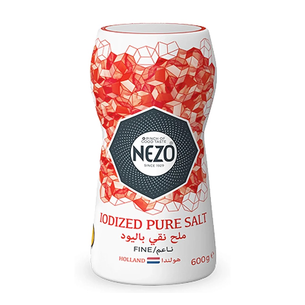 Nezo Salt Bottle Red 600g Premium Refined Table Salt for Cooking, Food Processing, Catering & Household Use