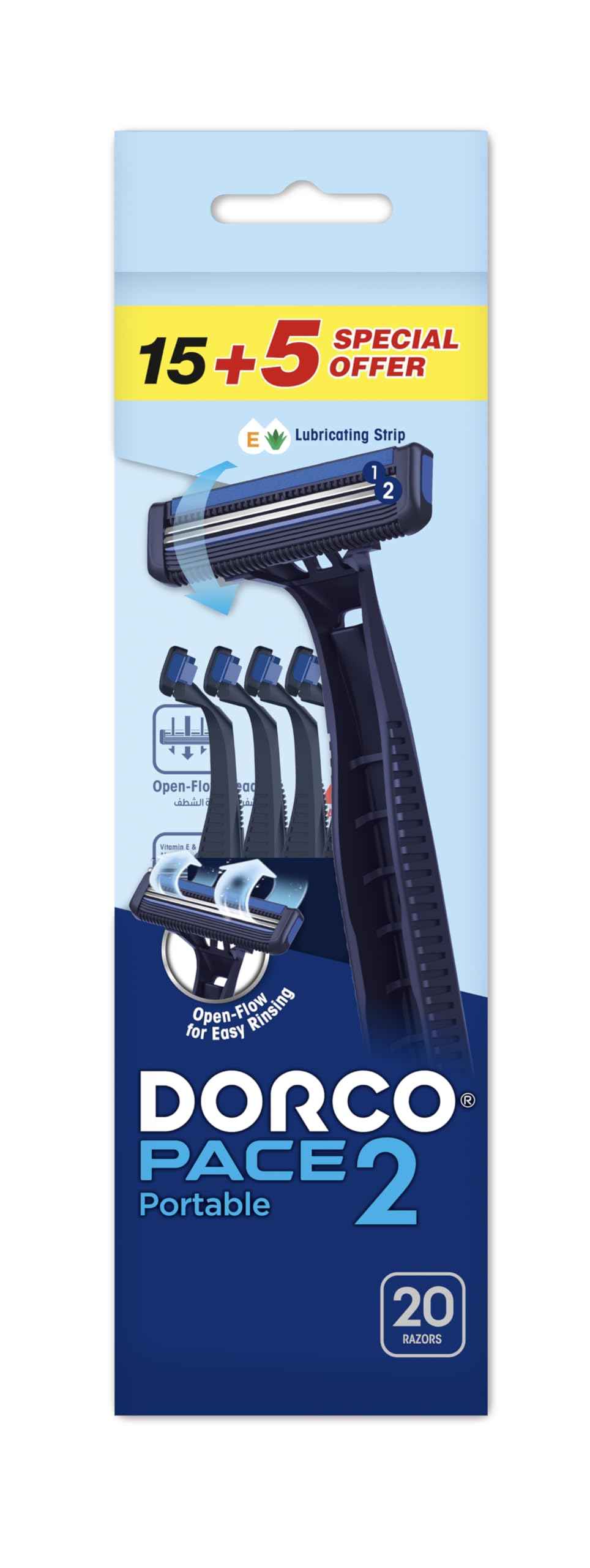 DORCO Razors 2 Long Handle Manual Razor Pack 20 Pack of 3s