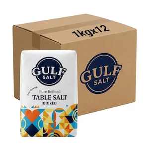 Gulf Fine Table Salt 1kg (12x1kg Carton) - Refined Iodized Salt for Cooking, Food Processing & Wholesale Supply