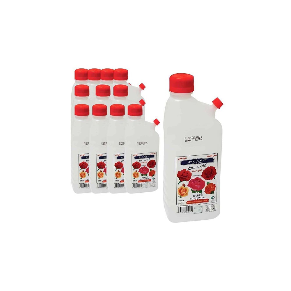 Rabee No.1 Premium Rose Water 1L (1x12 Carton) - Pure Food Grade Rose Essence for Culinary, Beverage & Cosmetic Use
