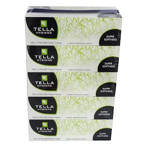 Tella Hygiene Facial Tissue 150 Sheets 2 Ply (1x5) | Soft Strong Tissues | Best Deal 5.99 AED Dubai