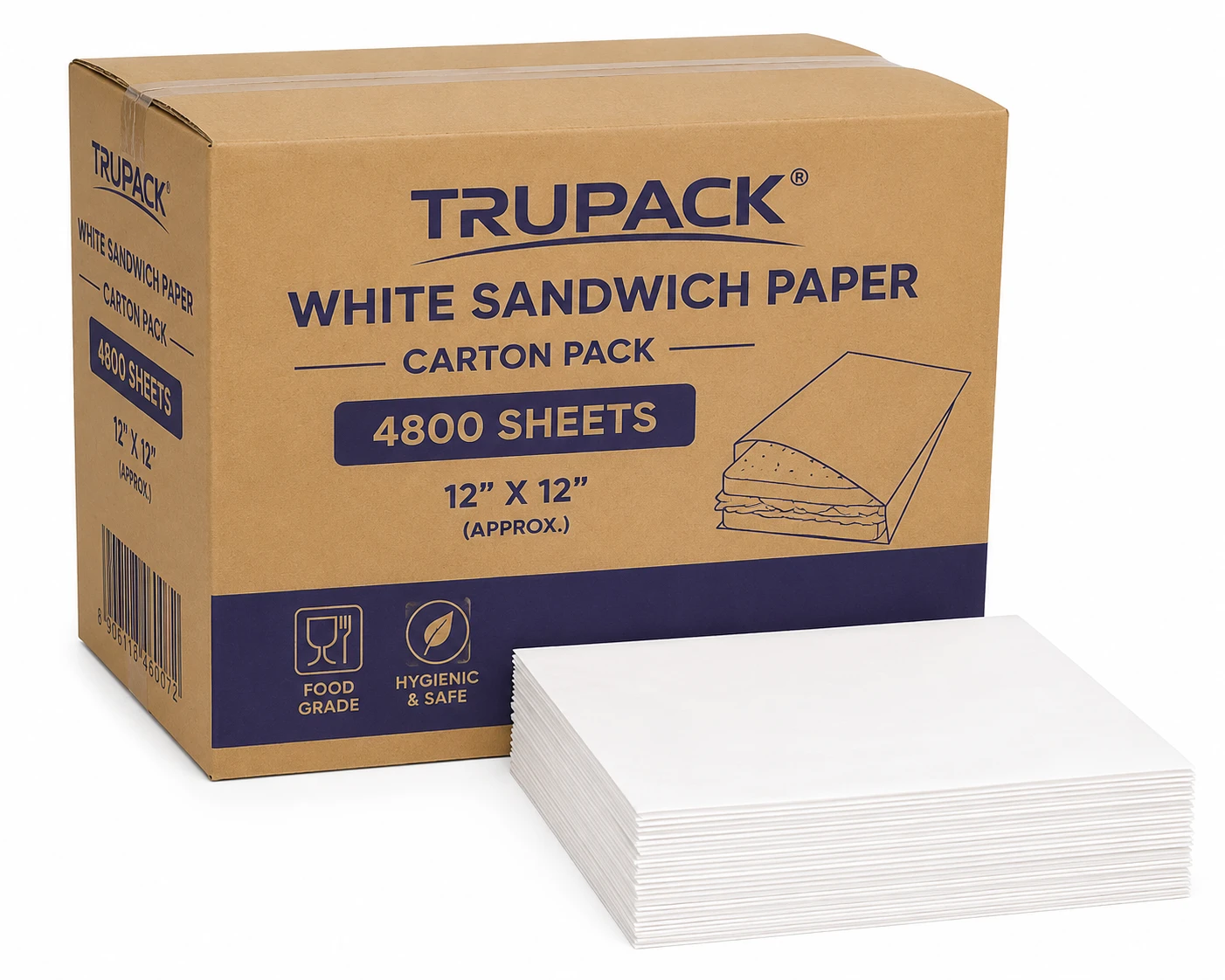 TRUPACK White Sandwich Paper Carton Pack of 4800