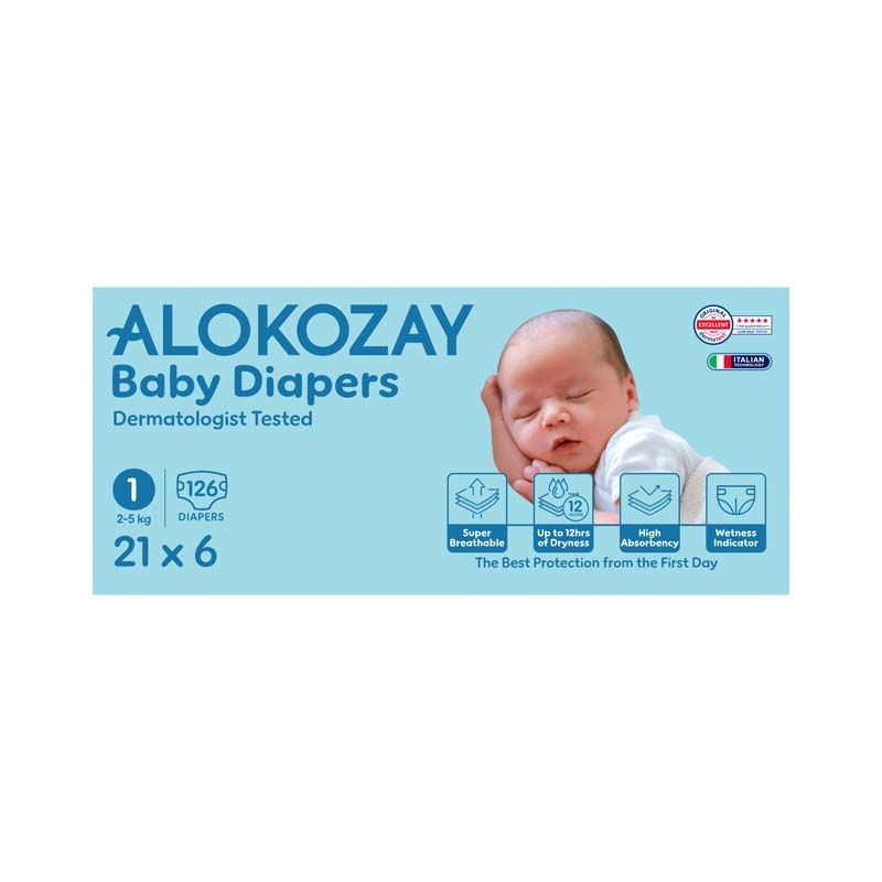 ALOKOZAY Premium Baby Diapers Size 1 Carton Pack of 126
