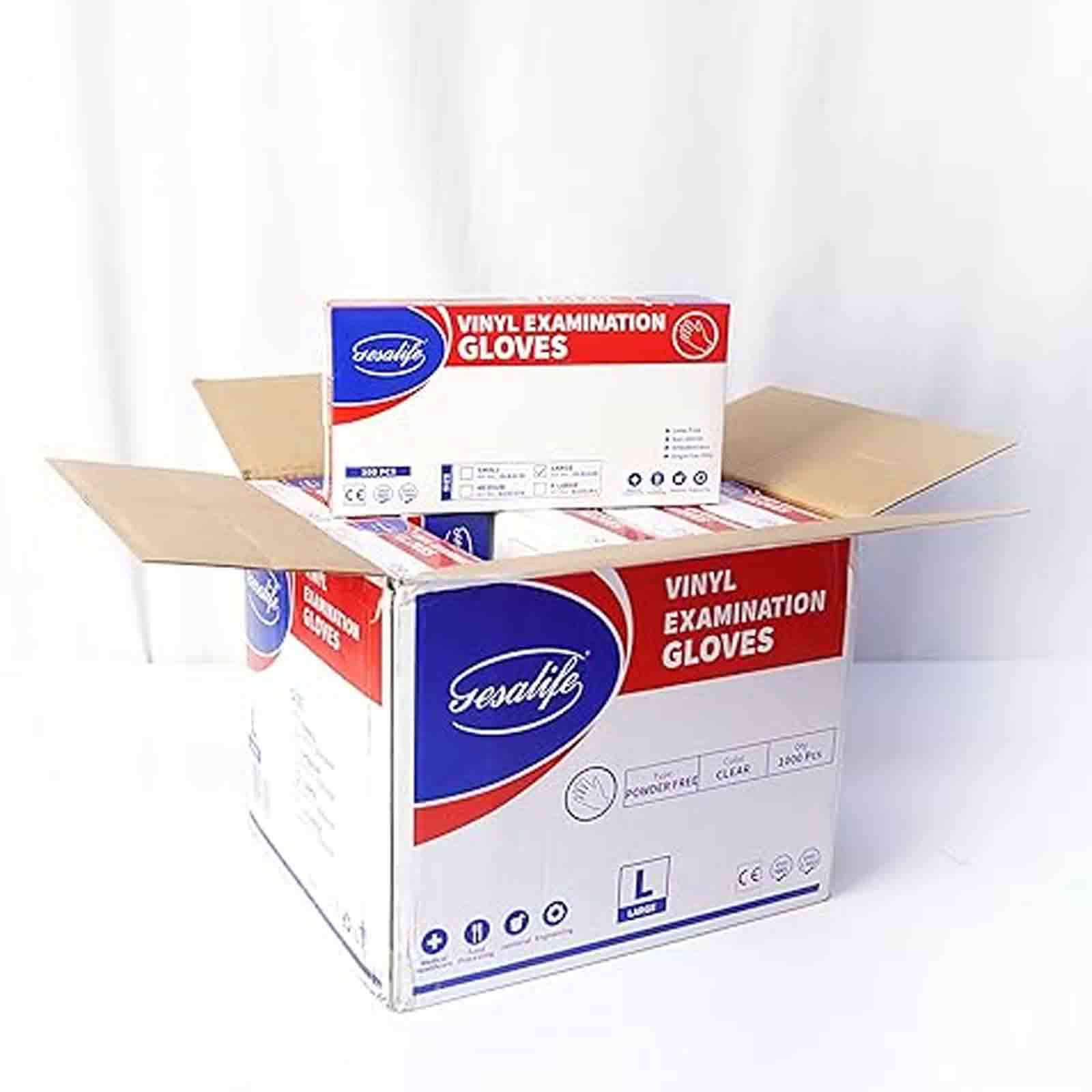 GESALIFE Vinyl Gloves Powder Free Large Carton Pack of 1000