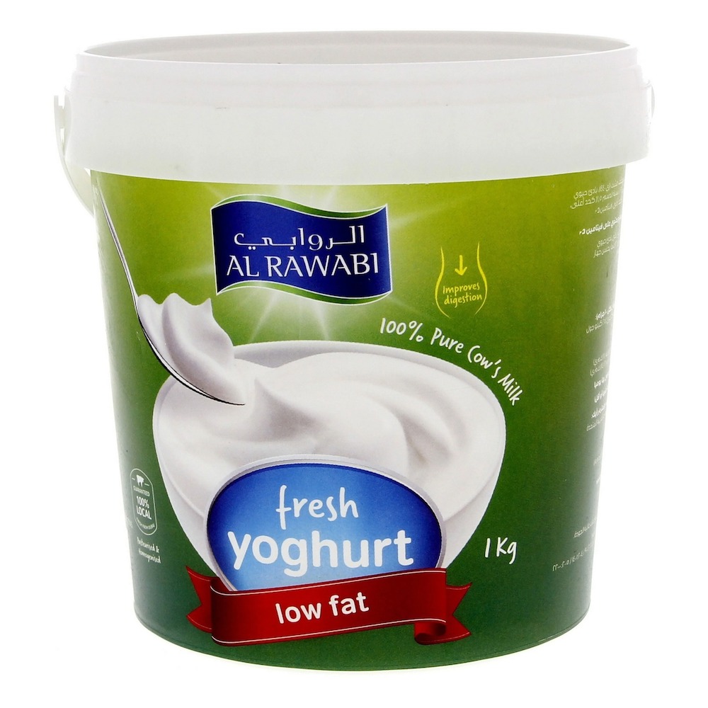 Al Rawabi Low Fat Fresh Yogurt 1kg - Healthy Creamy Dairy Yogurt for Cooking, Breakfast, Smoothies & Daily Nutrition