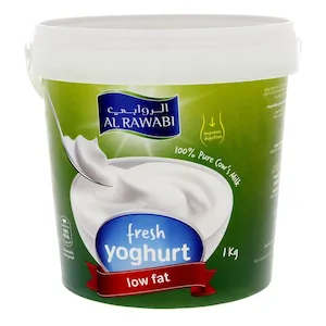 Al Rawabi Low Fat Fresh Yogurt 1kg - Healthy Creamy Dairy Yogurt for Cooking, Breakfast, Smoothies & Daily Nutrition