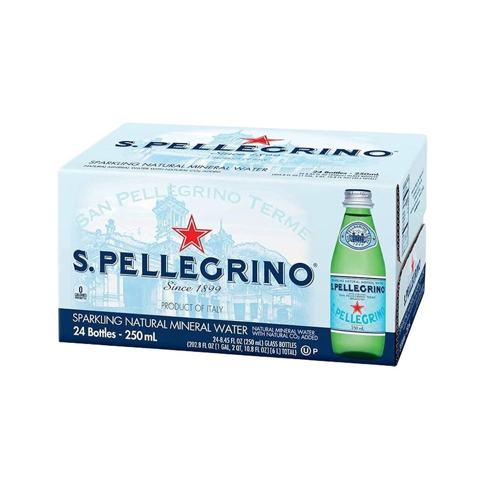 San Pellegrino Sparkling Mineral Water 250ml Premium Italian Carbonated Water Bottles 24-Pack for Restaurants, Hotels & Retail