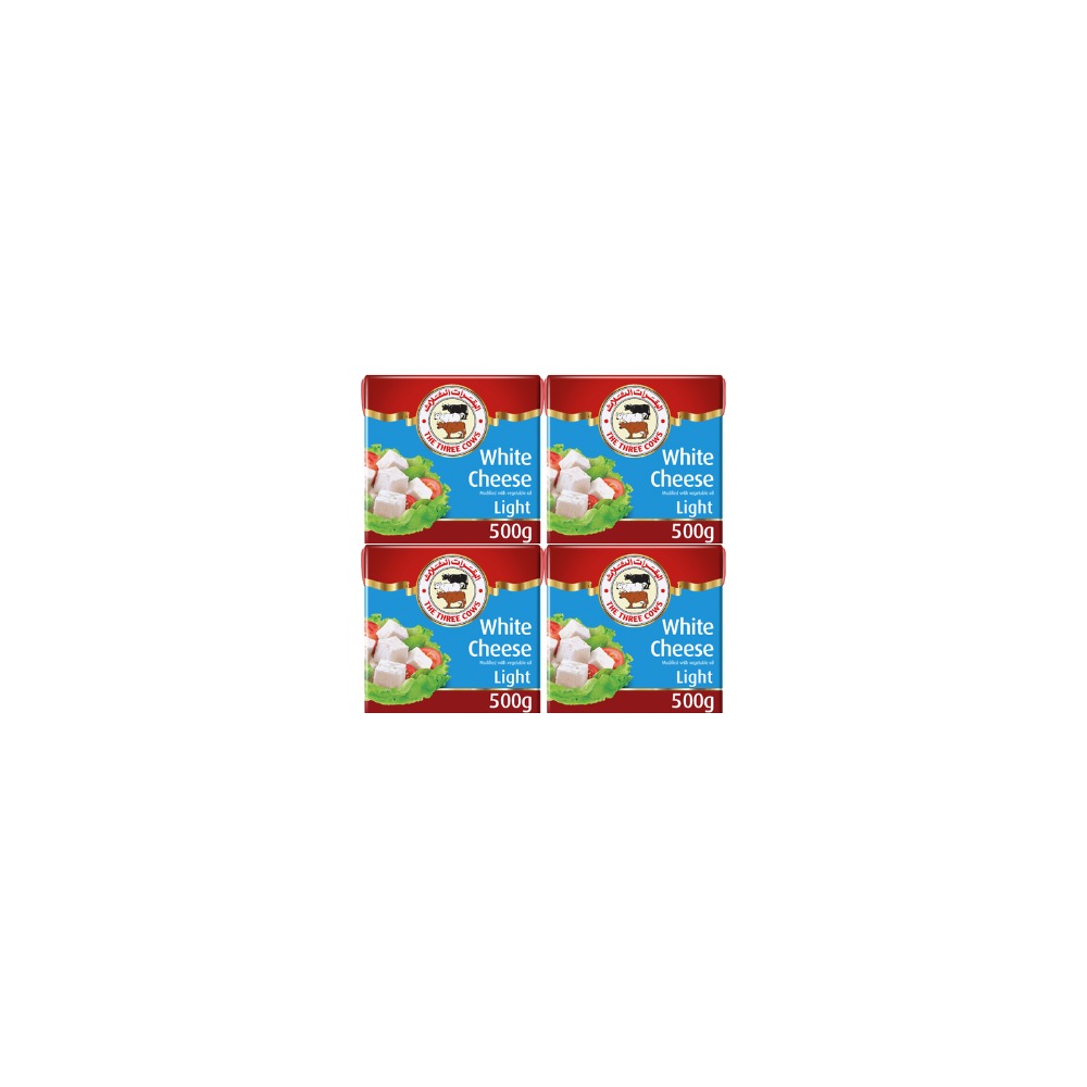 THREE COW White Cheese Low Fat 500GR Pack of 4