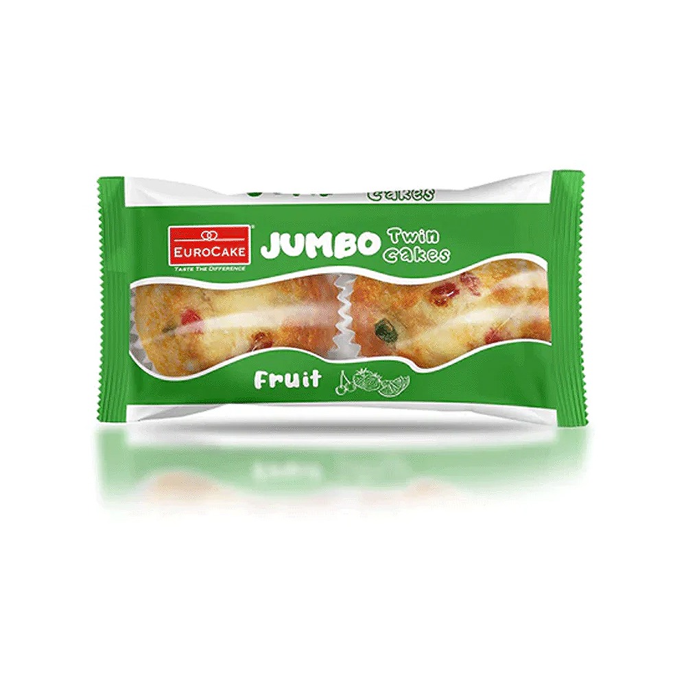 Eurocake Jumbo Twin Cake Fruit 60GR Pack of 4