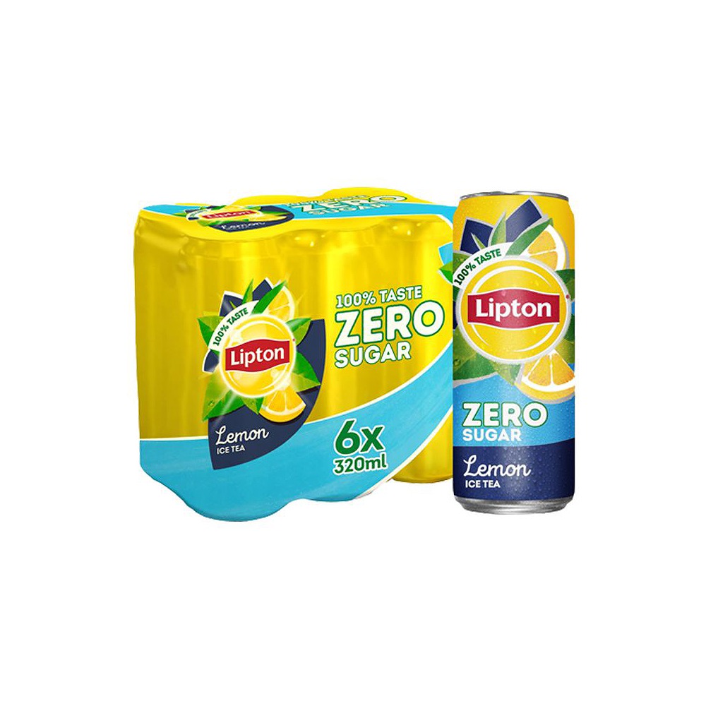 Lipton Zero Sugar Lemon Ice Tea 320 ml Pack of 6 | Refreshing Soft Drink