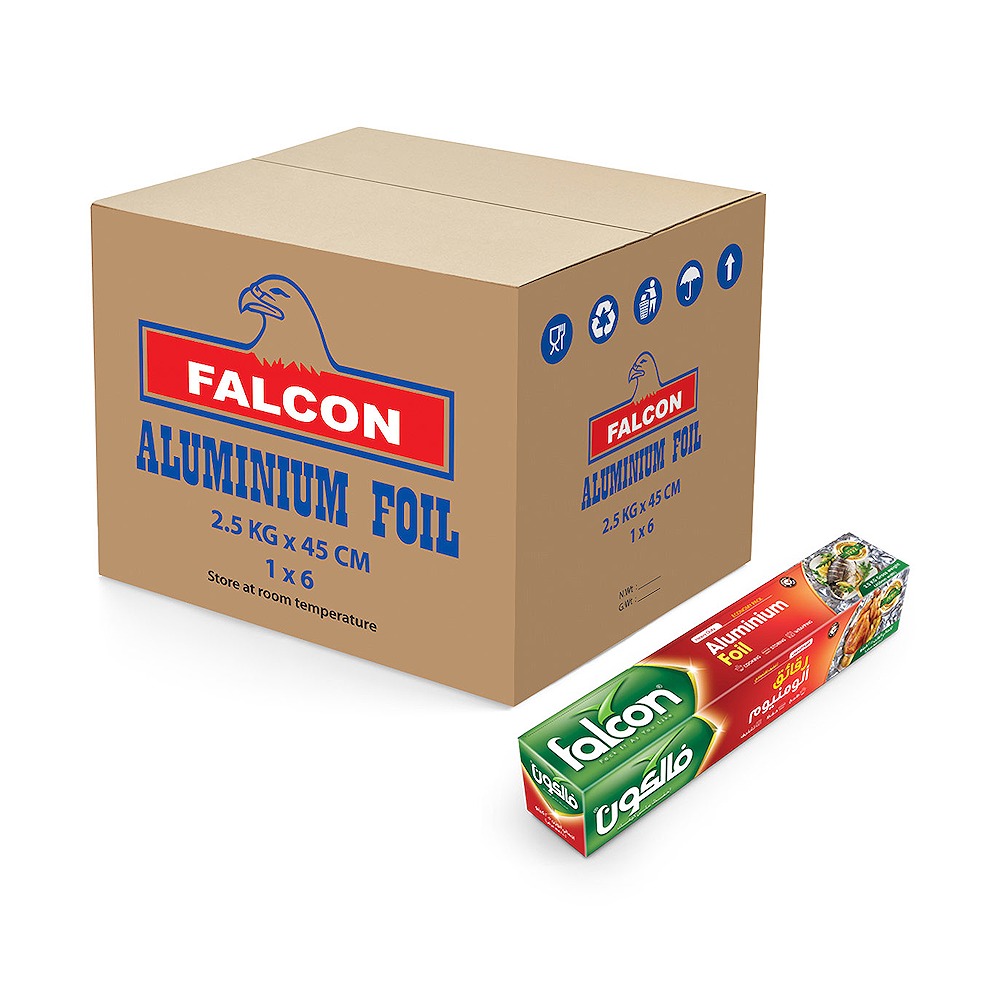 FALCON Aluminium Foil 2.5KG x 45CM Carton Pack of 6