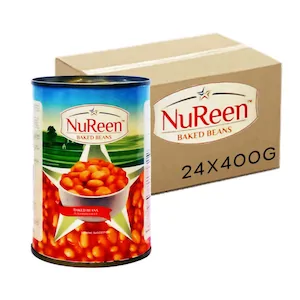 Nureen Baked Beans in Tomato Sauce 400g Canned Premium Baked Beans Bulk Carton 24 Units for Foodservice, Retail & Wholesale Supply