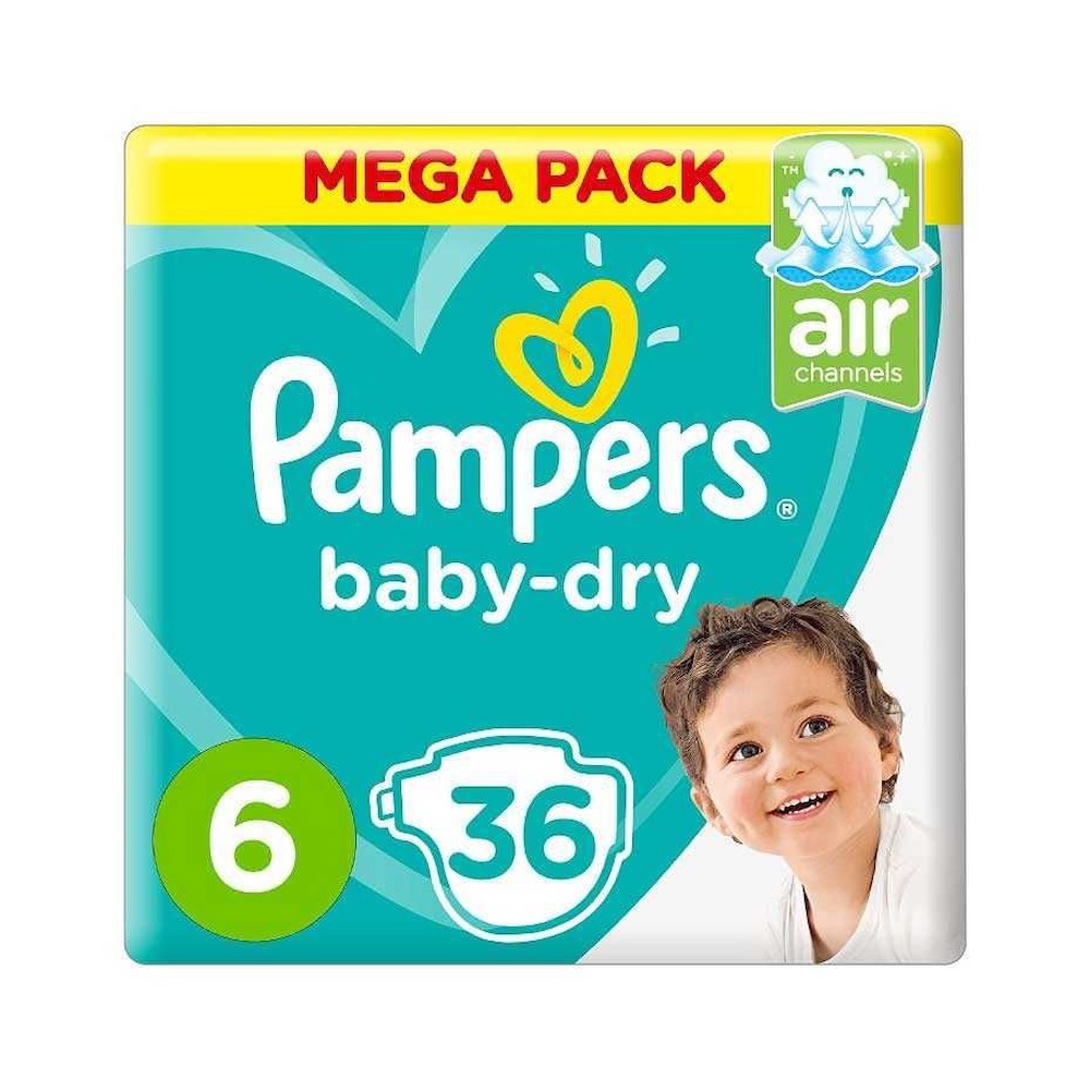 Pampers Baby Dry Diapers Size 6, Count 36 Pack of 2