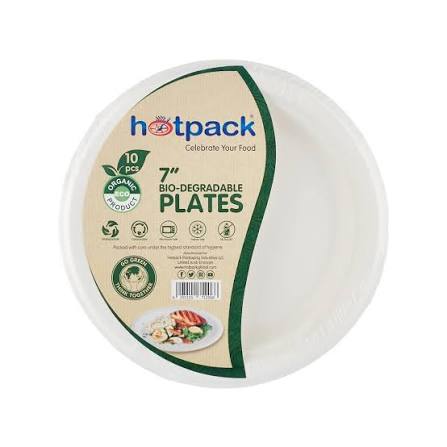 Hotpack Biodegradable Plate 7 Inch, Pack of 10 Outers
