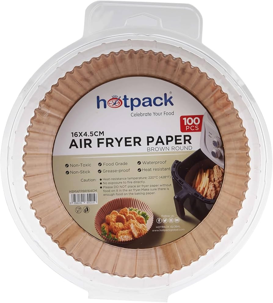 Hotpack Brown Round Airfryer Paper 16x4.5cm 100 Pack of 4s Pack of 4