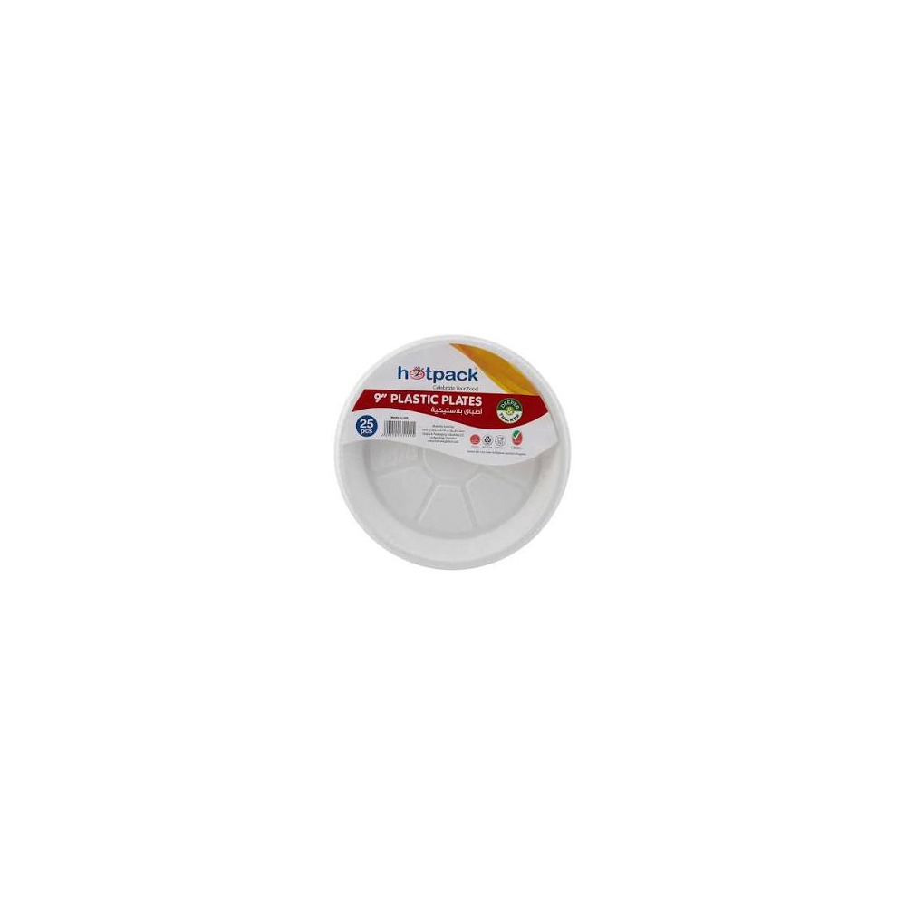 Hotpack Plastic Plate White 9 Inch Pack of 4