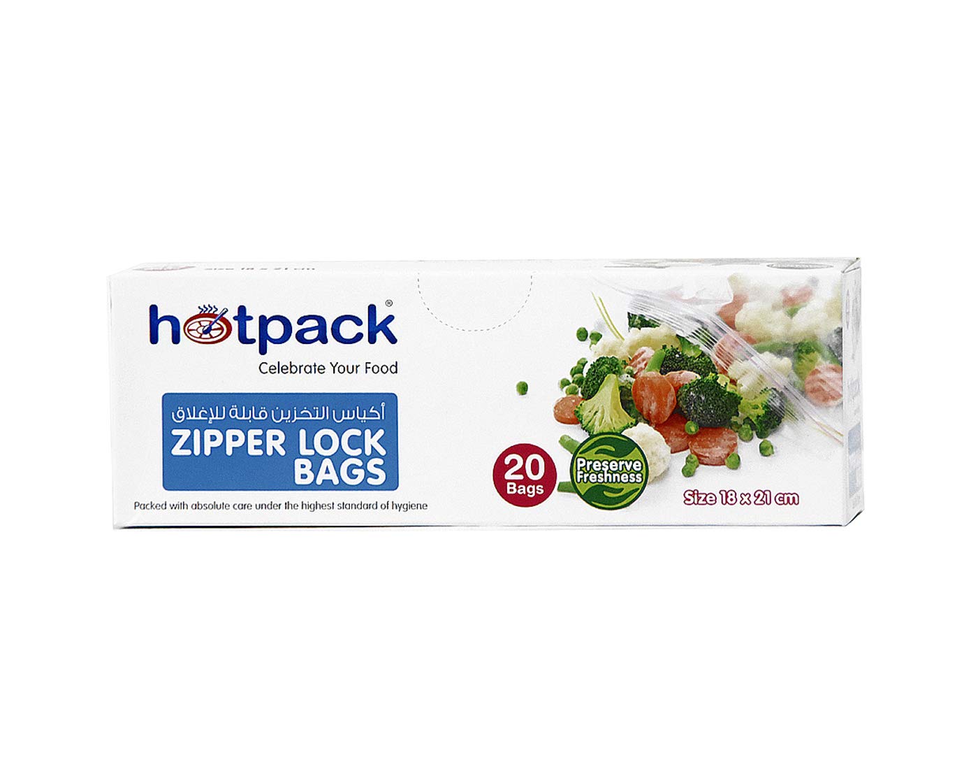 HOTPACK Zipper Bag 18x21 cm 20 pcs Pack, Carton of 24