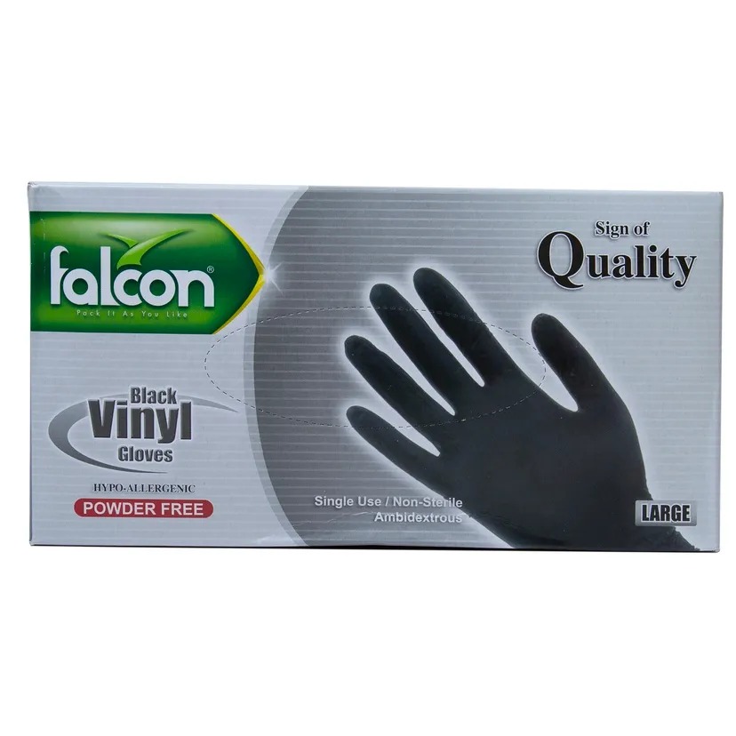 FALCON Black Vinyl Gloves Large Outer