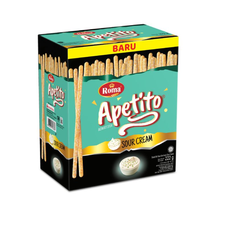 Roma Biskuit Stik Apetito Sour Cream 12x18.5g