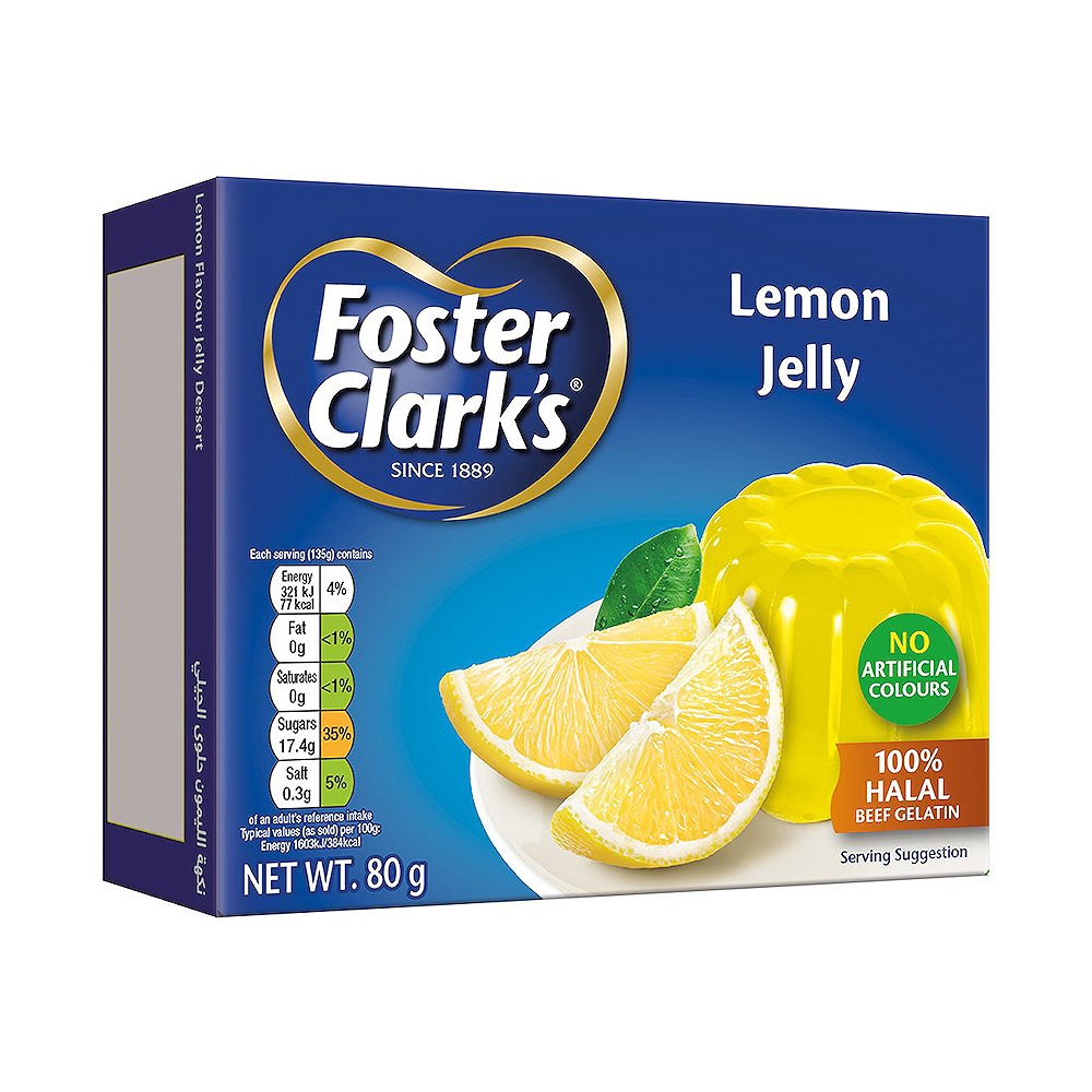 Foster Clark’s Lemon Jelly Dessert Mix 80g - Instant Lemon Flavoured Jelly Powder Dessert Mix
