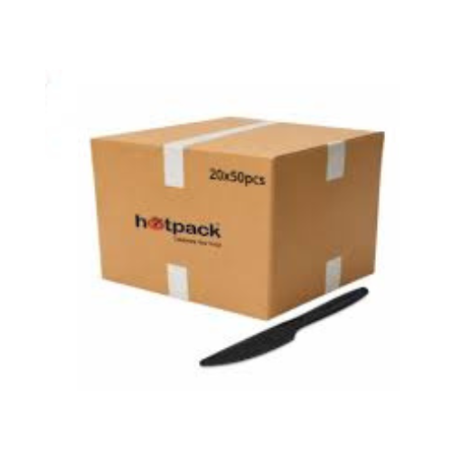 HOTPACK Heavy Duty Plastic Knife Black 50PC Carton Pack of 20